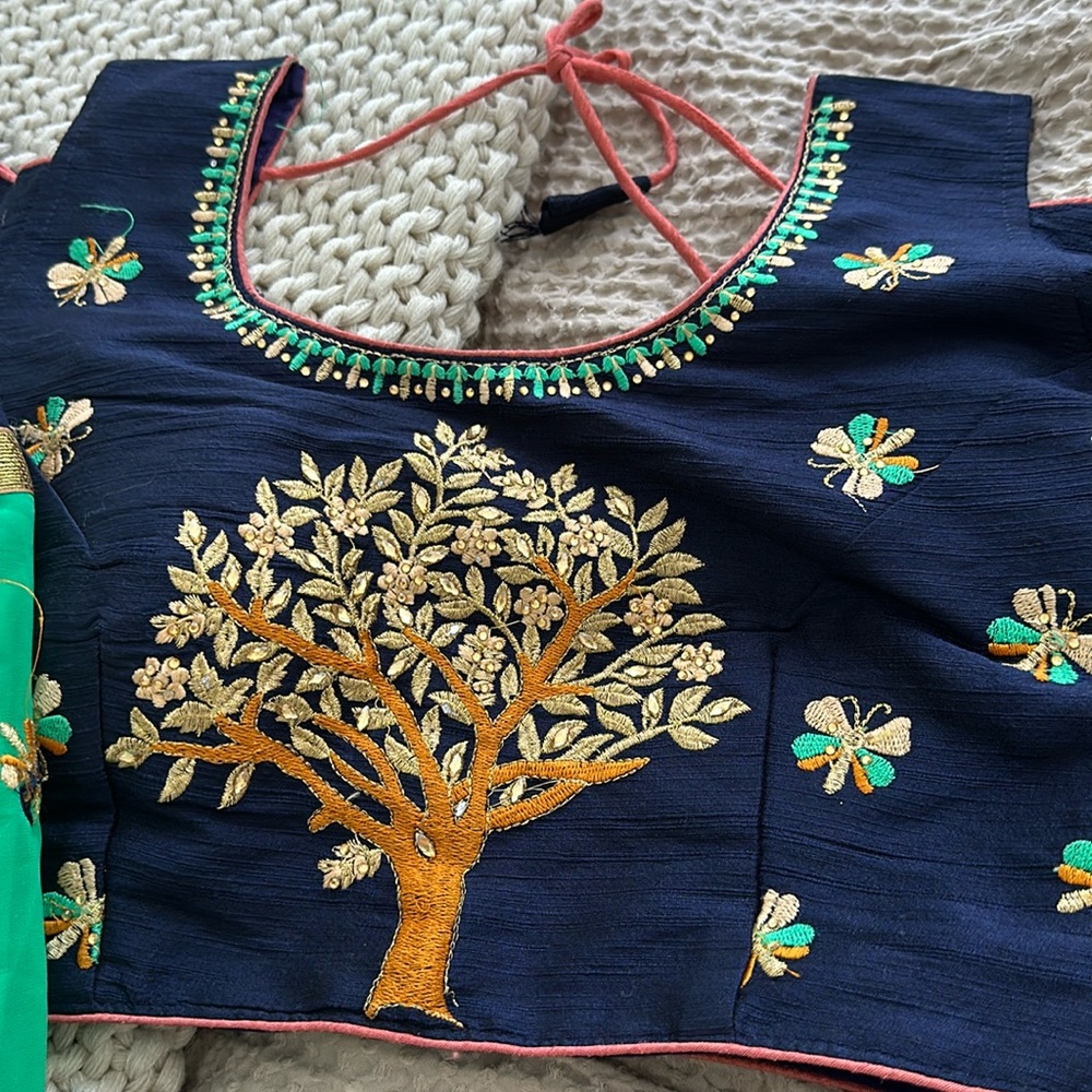 Teal Blue Lehenga Indian Wedding Garb Saree
